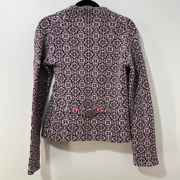 Odd Molly 233 Purple Cable Knit Cotton Cardigan Sweater + Pink Bow [size M/2] - Picture 8 of 8
